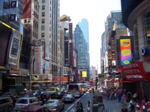 A traffic jam in New York.