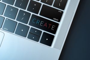 Close up of a keyboard and a 'create' button.