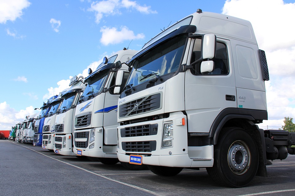 trucks lined up